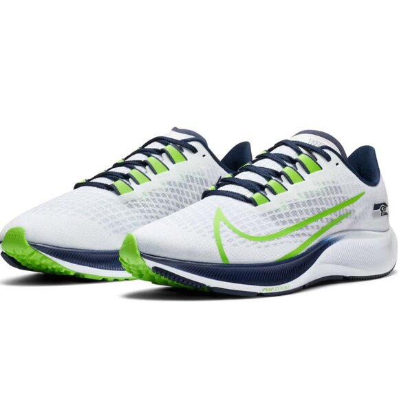 NEW Nike Air Zoom Pegasus 37 Seattle Seahawks White Navy Green 11 US Mens 45 EUR - Picture 1 of 9